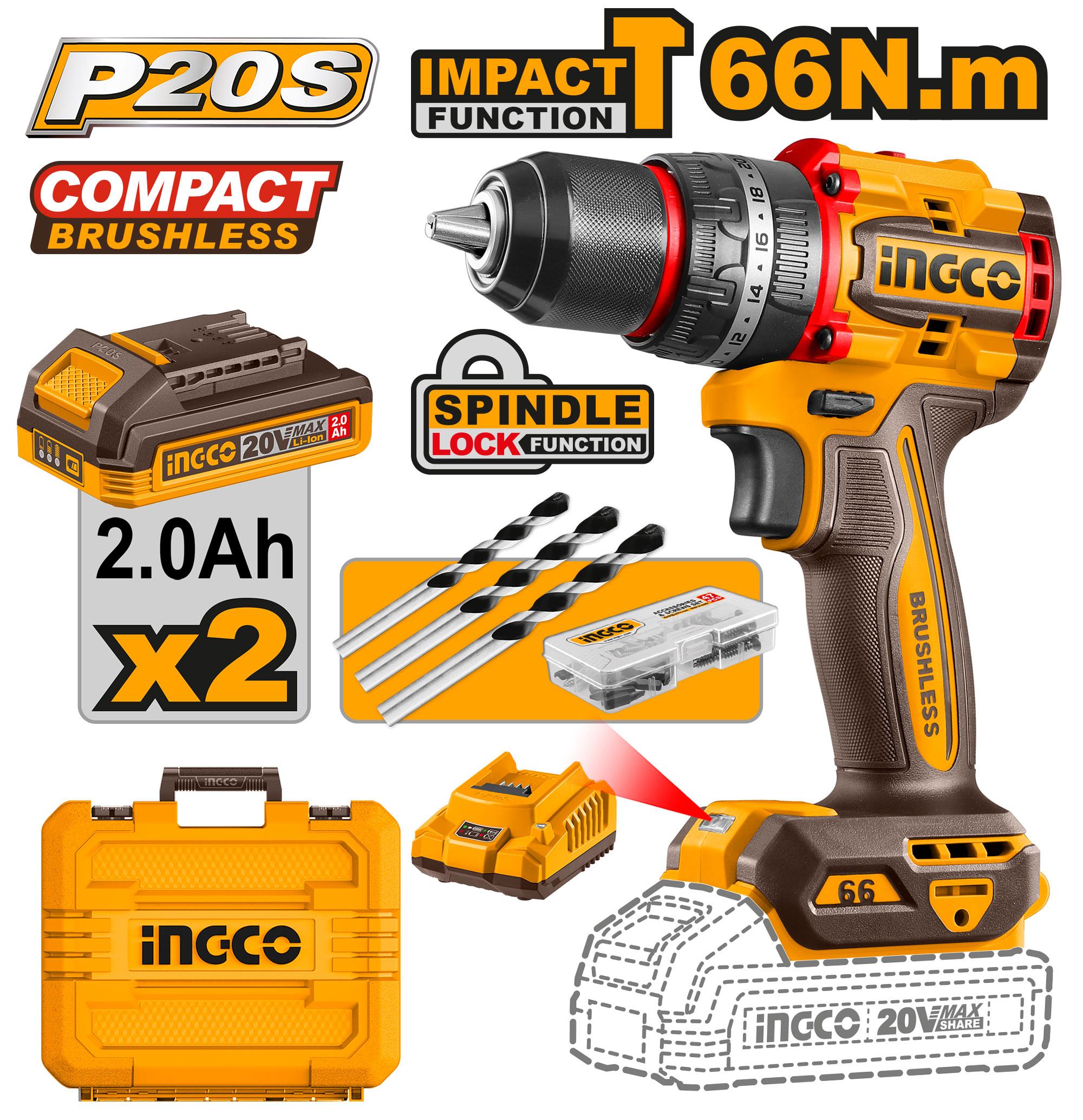 66Nm Compact Brushless Cordless Impact Drill - CIDLI20668
