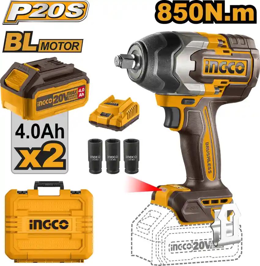 850Nm 1/2" Lithium-Ion Cordless Impact Wrench – CIWLI2085