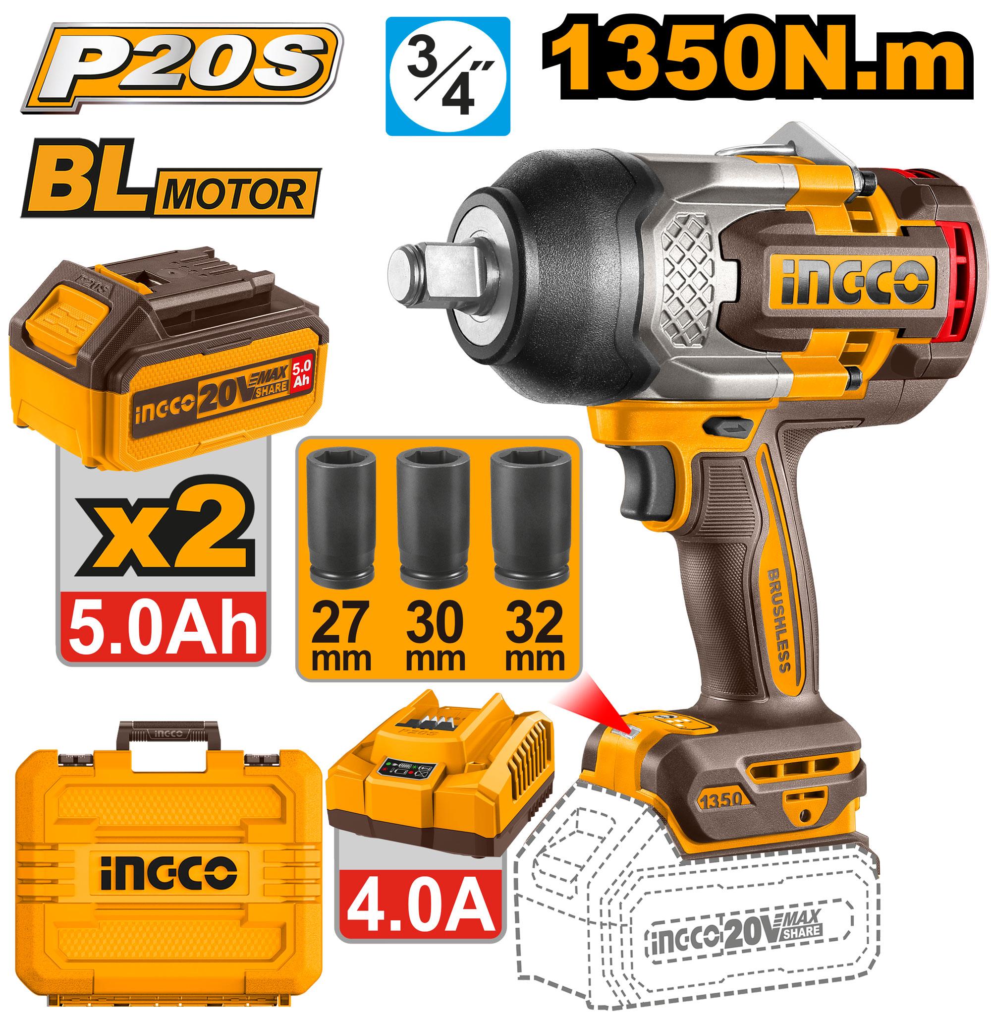 1350Nm 3/4" Lithium-Ion Cordless Impact Wrench –CIWLI20135