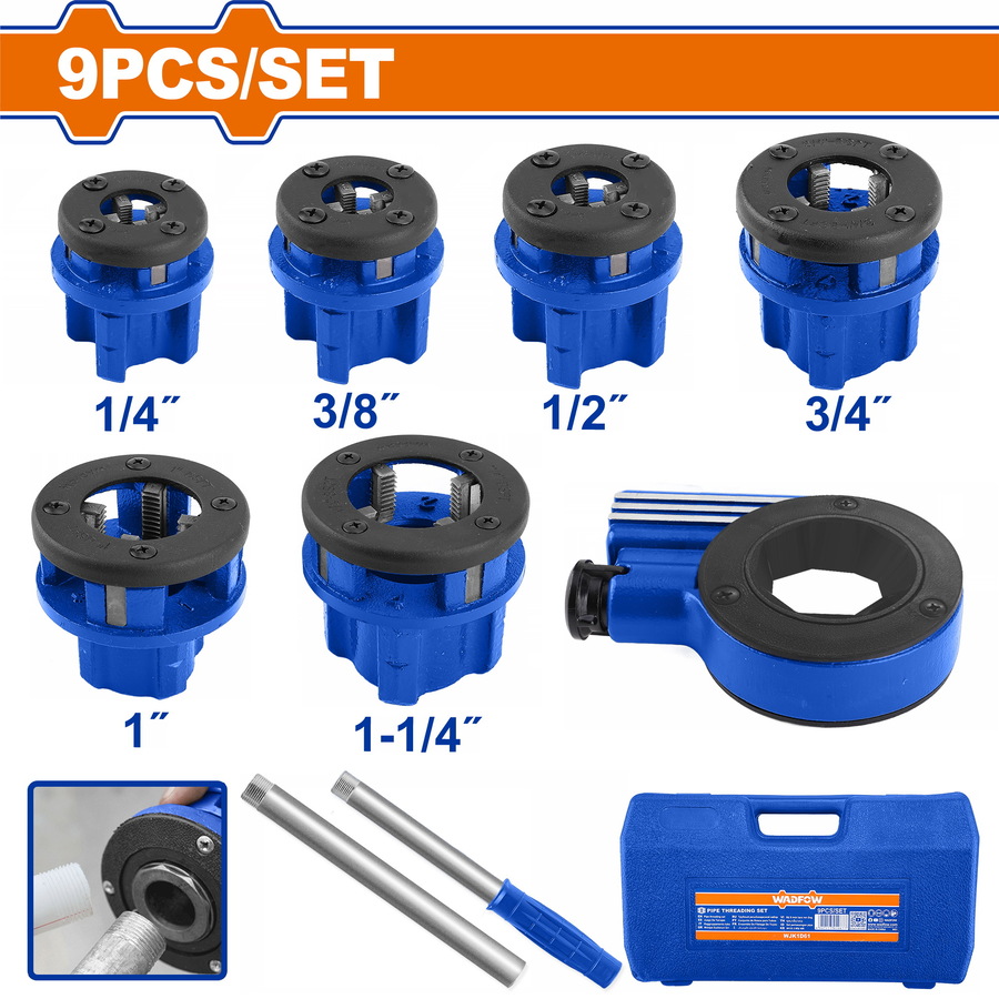 9 Pcs PVC Pipe Threading Set - WJK1D61