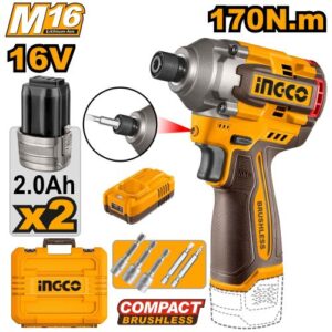 170Nm Lithium-Ion Cordless Impact Driver + Two 16V Batteries - CIRLI16178