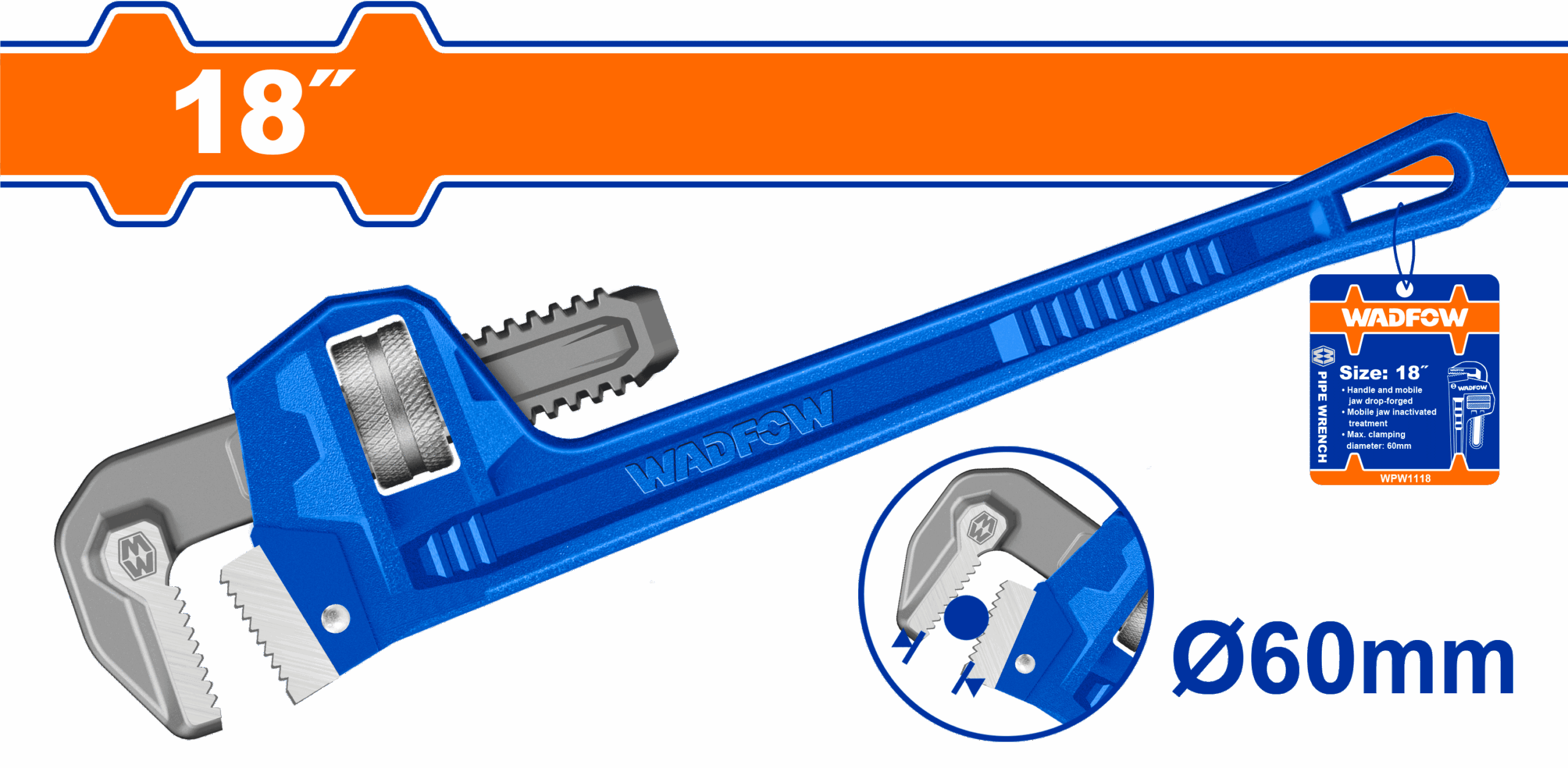 18" Pipe wrench (60mm) - WPW1118