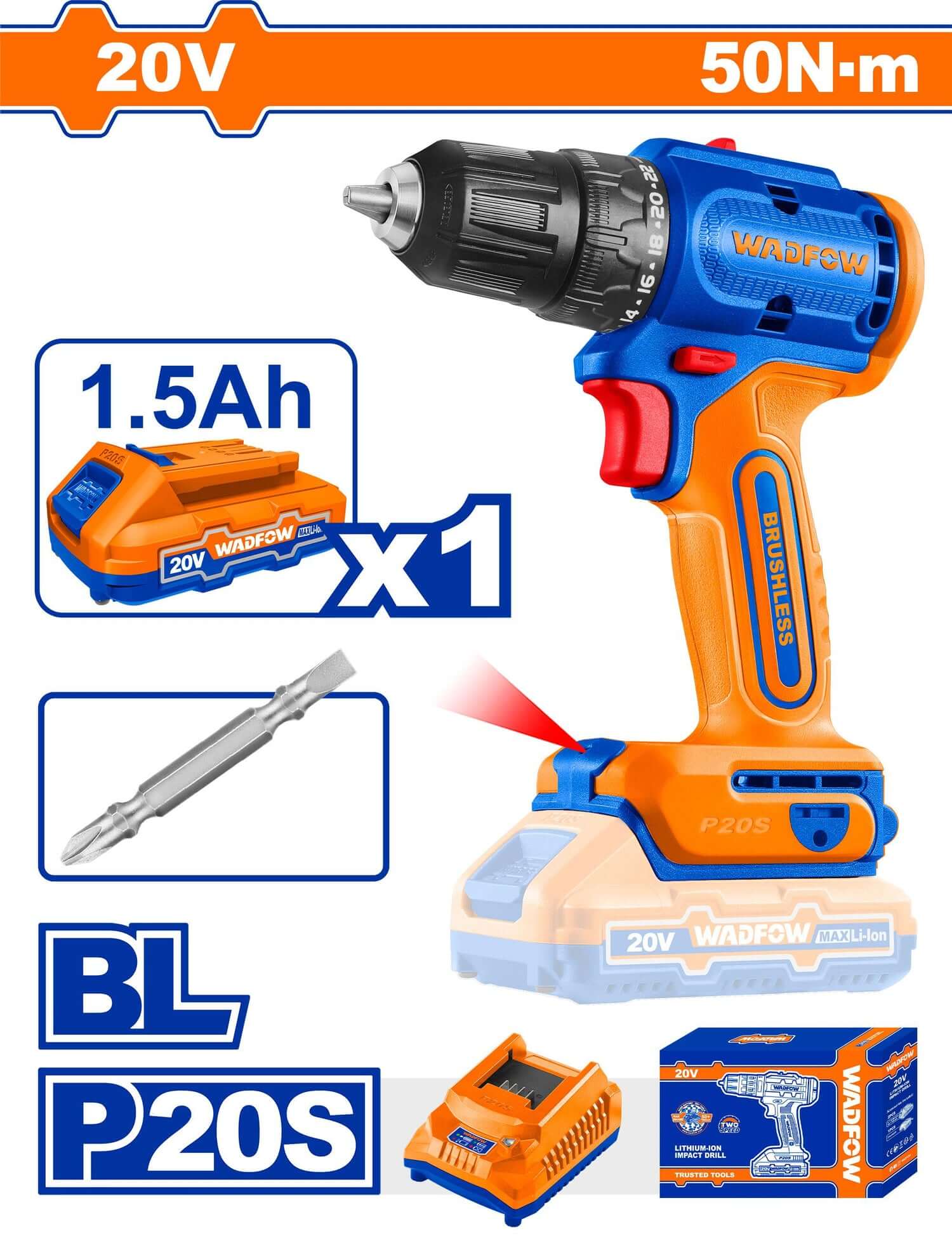50Nm Cordless Brushless Drill - WCDP5521