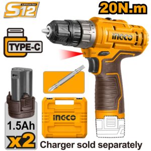 12V Lithium-Ion Cordless Drill with 2 Batteries & USB-C Charging – CDLI12202