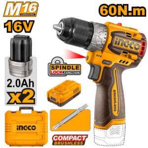 16V Lithium-Ion Cordless Drill with Brushless Motor & 2 Batteries – CDLI16682