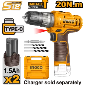 12V Lithium-Ion Cordless Hammer Impact Drill with LED Light – CIDLI12202