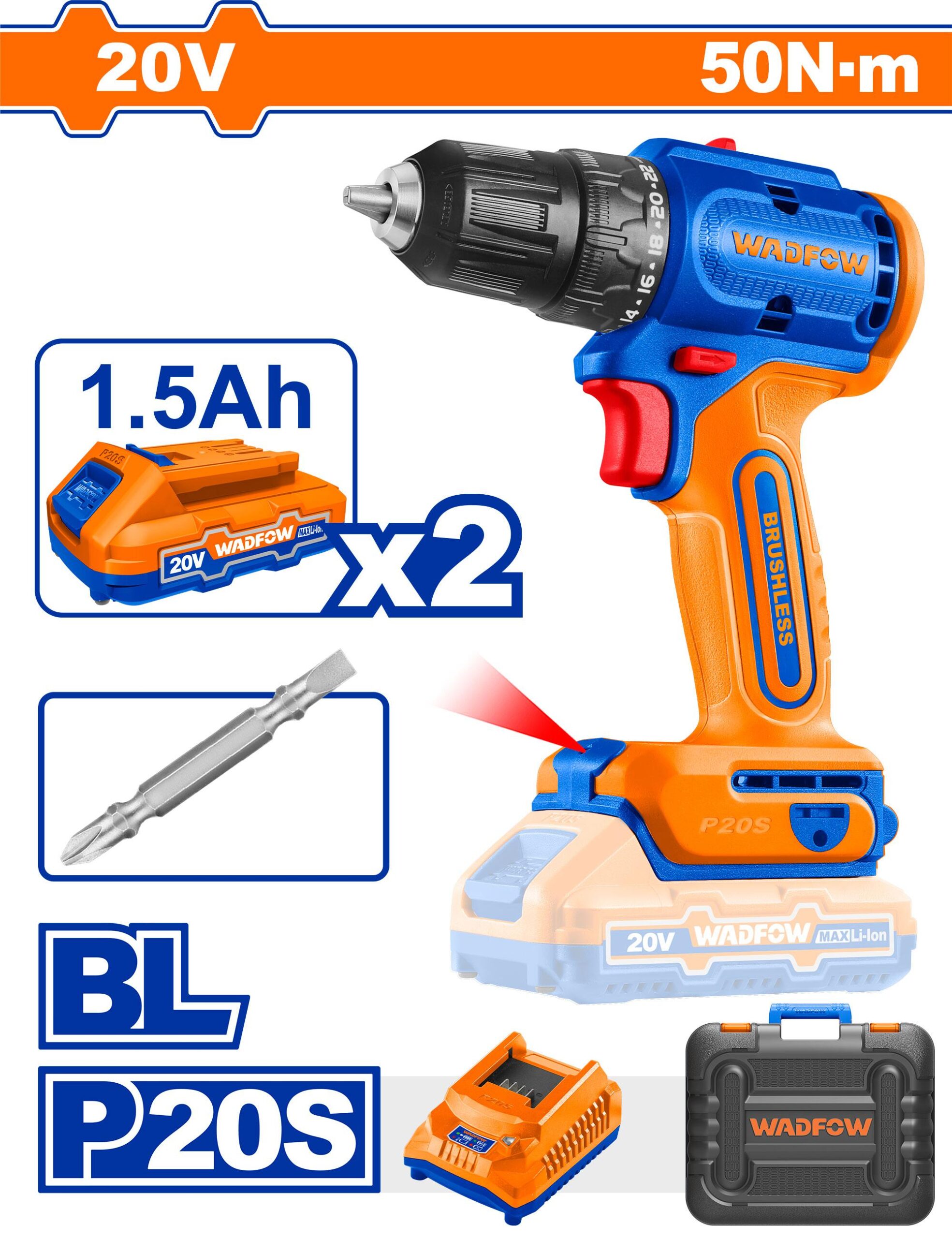 50Nm Lithium-Ion Brushless Cordless Drill 20V - WCDP552
