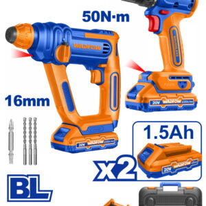 20V Drill 50Nm + Rotary Hammer 16mm Cordless Combo Kit - WOS240681